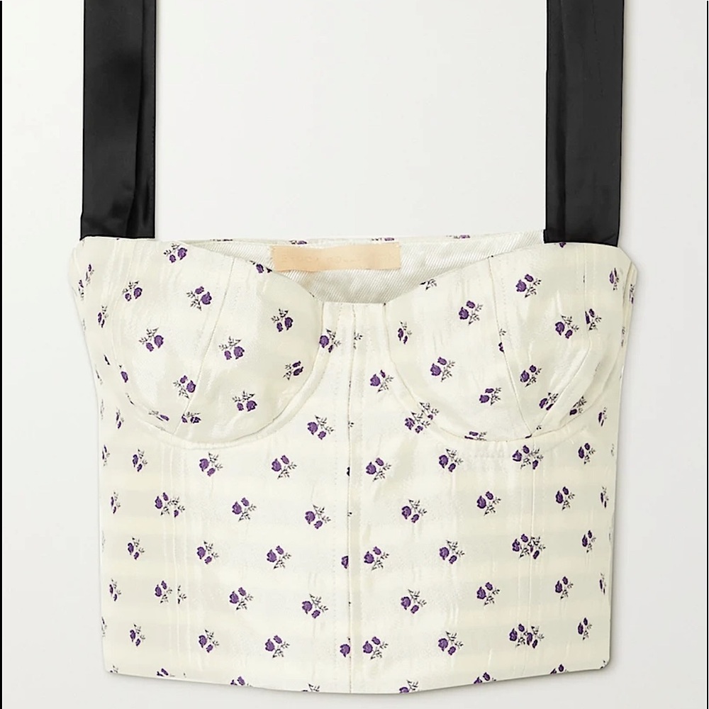 Brock Collection Tia Floral-Jacquard Bustier Top